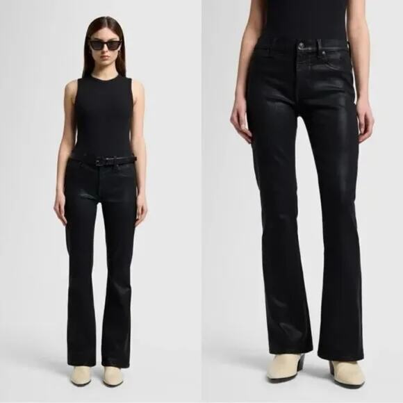 7 For All Mankind Black High Waist Bootcut Jeans Modal Cotton Womens Size 26 - Picture 1 of 12